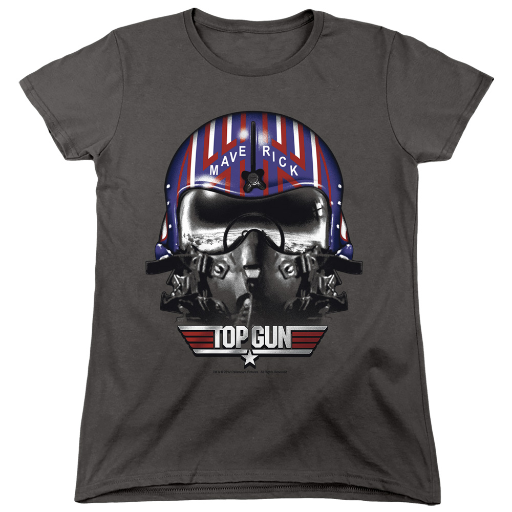 Top Gun Womens TShirt Maverick Helmet Charcoal Tee eBay